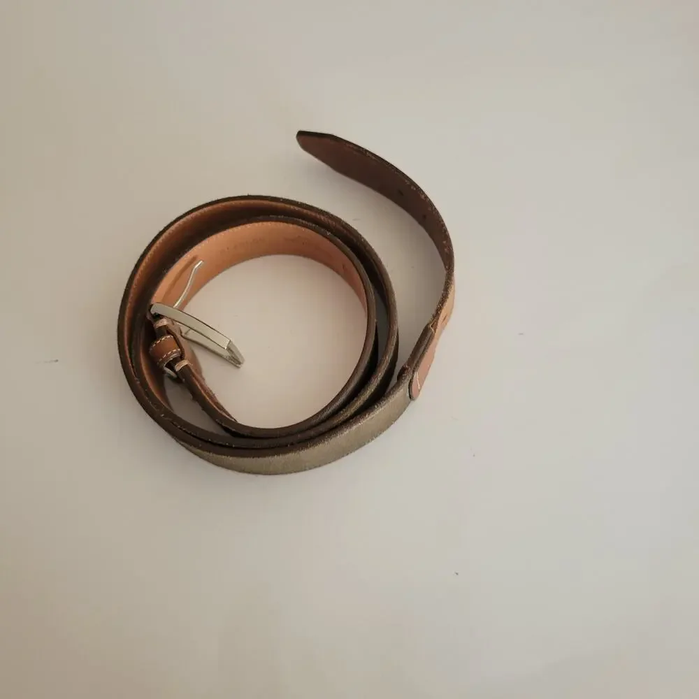Martin Dingman Men's Genuine Calf Suede Belt Size 42 / 105 Khaki Handmade in USA